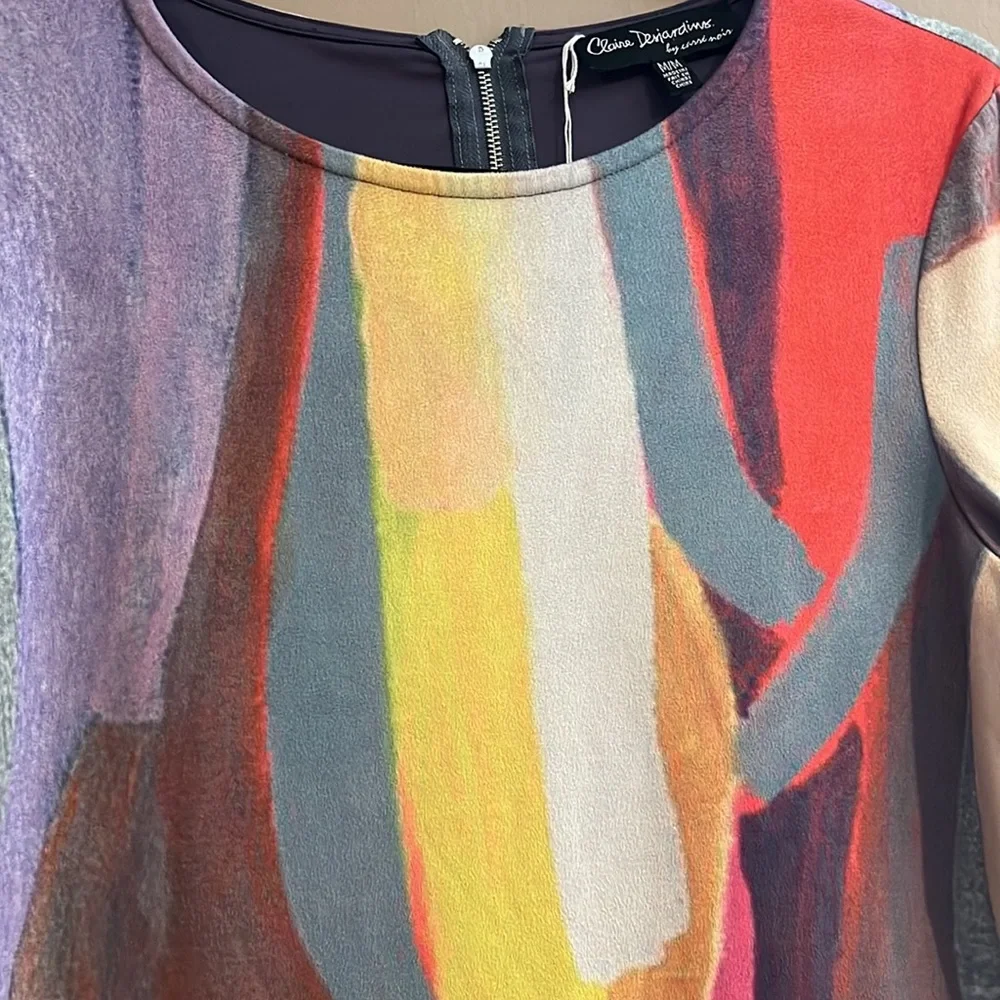 Vintage Claire Desjardins by Carrie Noir paint stroked watercolor dress - Picture 4 of 8